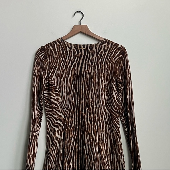 New Michael Kors Fit & Flare Leopard Animal Print Long Sleeve Sweater Dress Sm - Picture 11 of 14